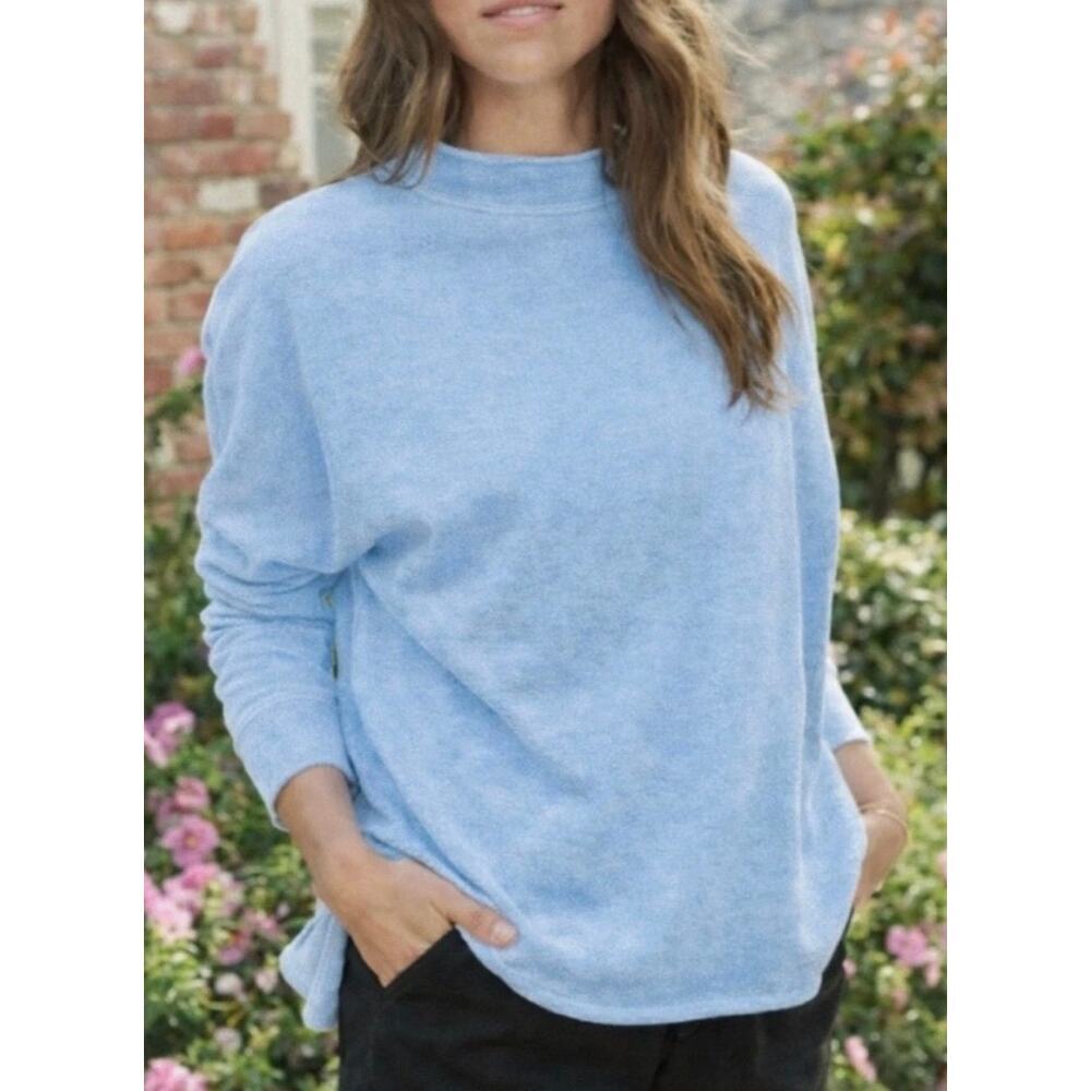 NWOT Frank & Eileen Effie Triple Fleece Funnel Neck Capelet Blue Mineral Small